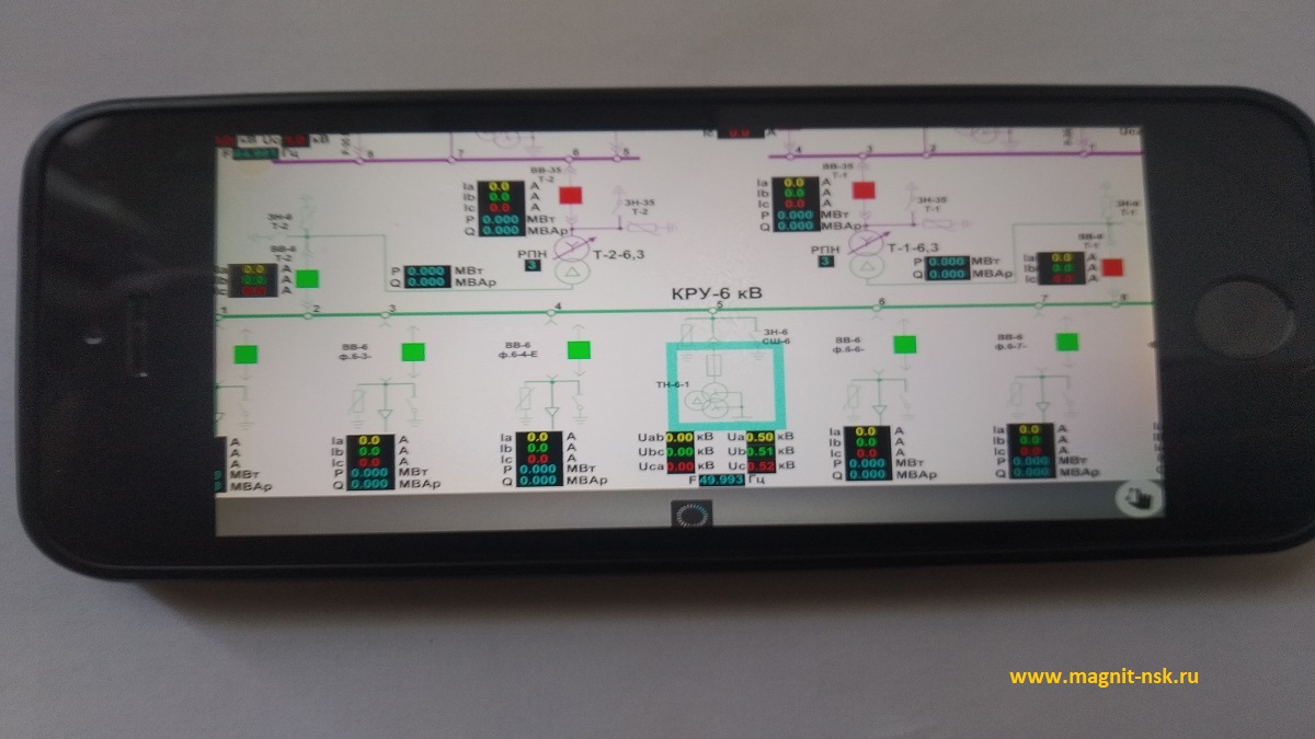 Схема подстанции на экране смартфона